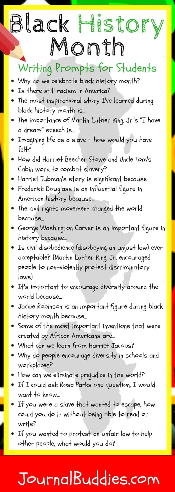 black history month writing ideas journalbuddiescom with these new journal topics during black history month students will consider the achievements