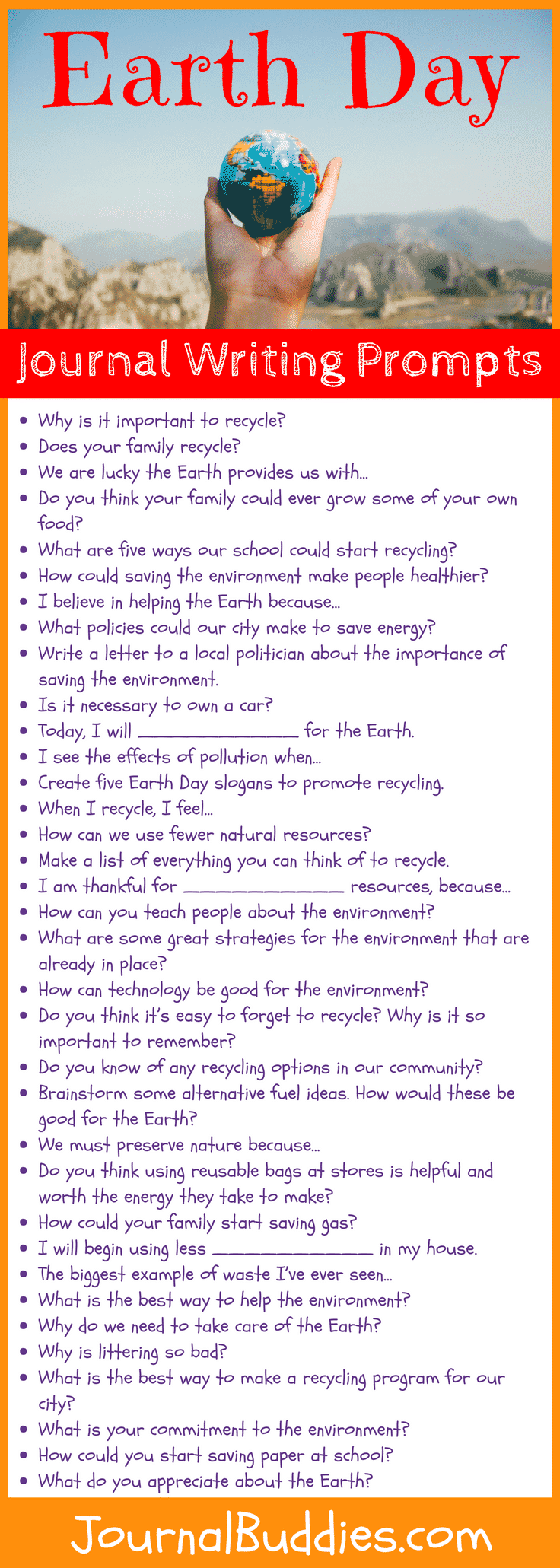 53 Earth Day Writing Prompts Journalbuddies Com