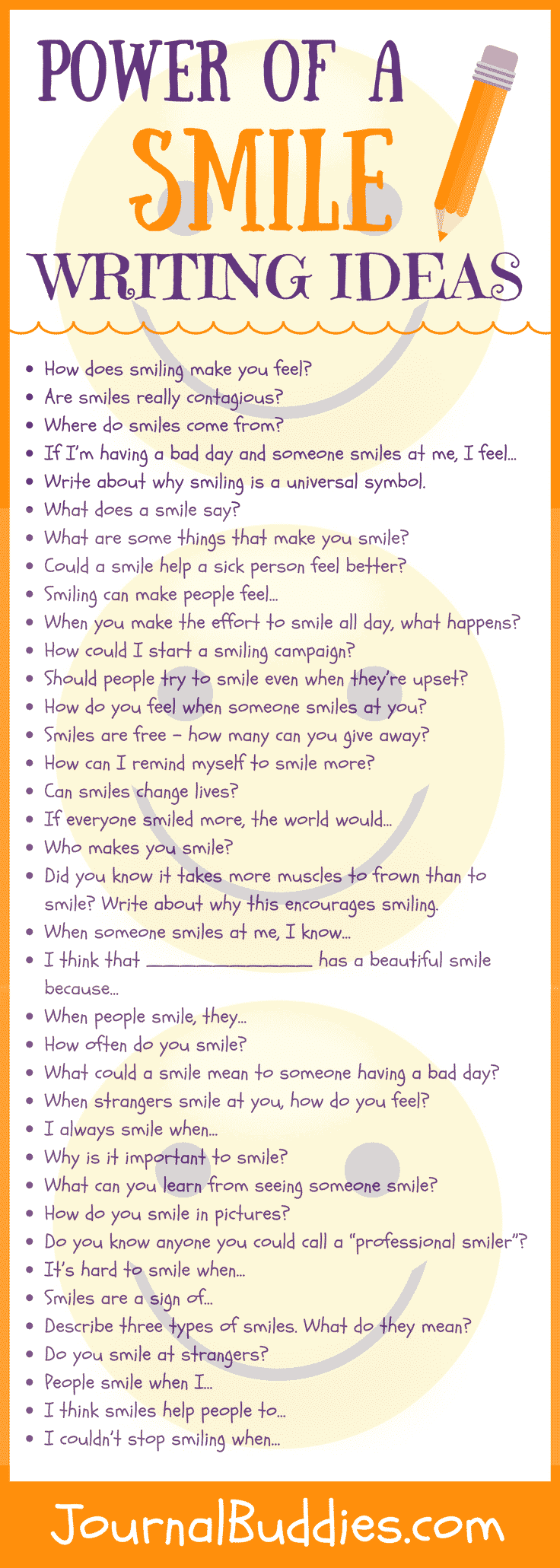 Power of a Smile Writing Ideas and Journal Prompts