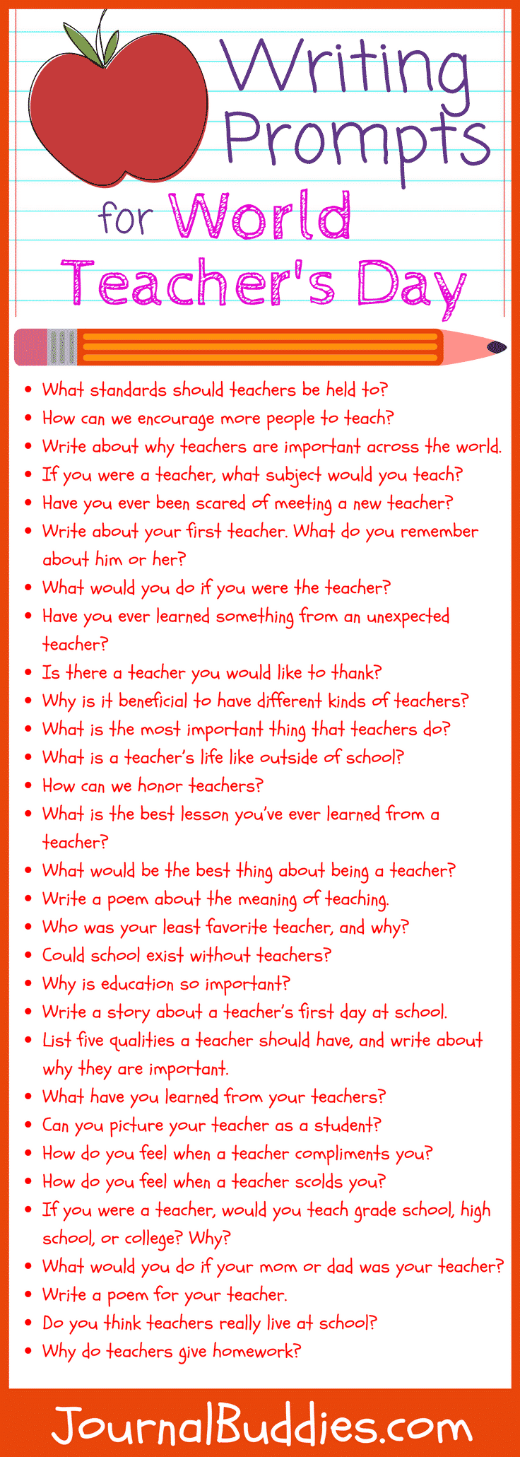 World Teacher's Day Journal Ideas for Students