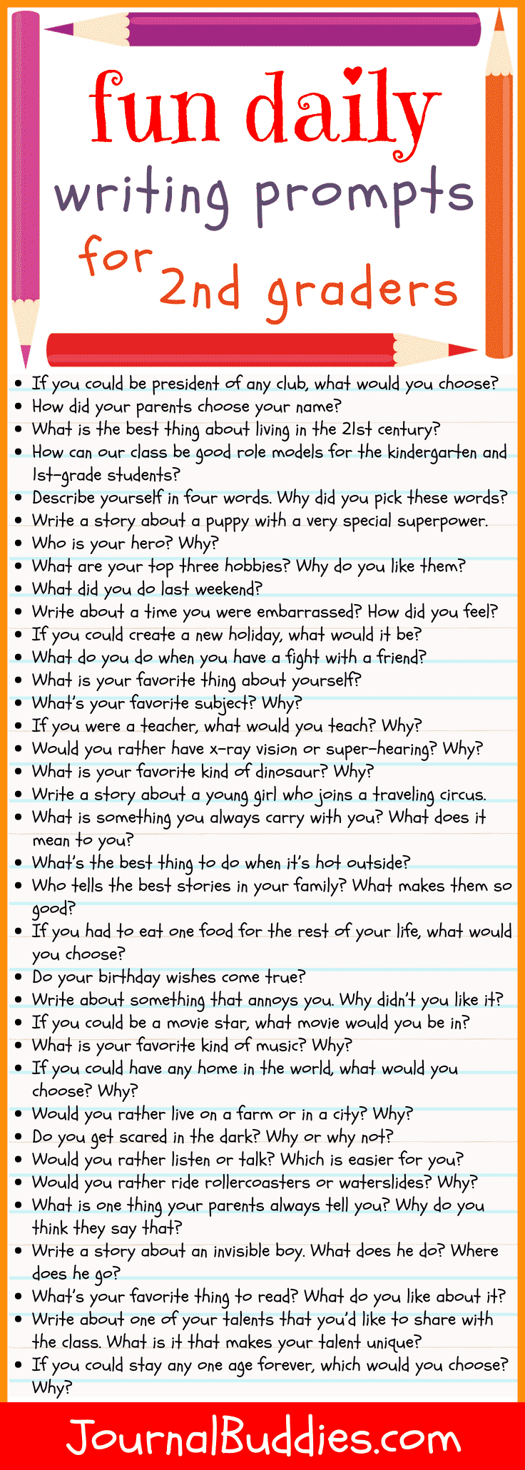36 Writing Prompts for Second Grade • JournalBuddies.com