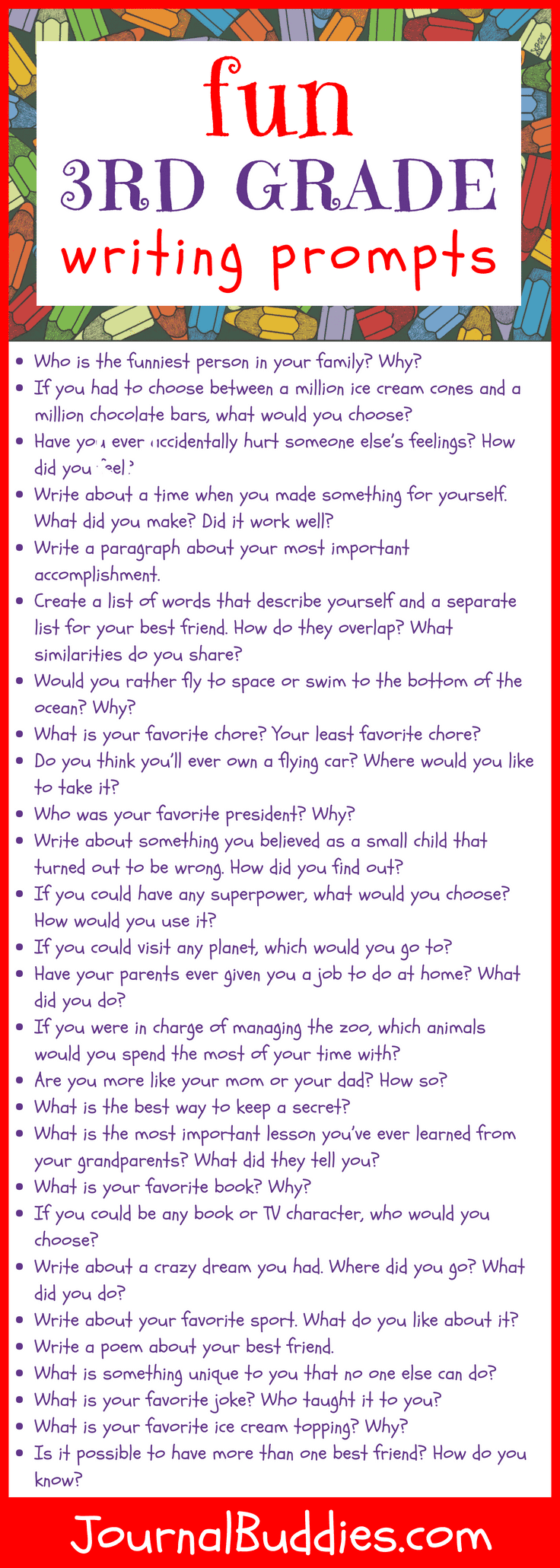 Journal Prompts For 3rd Graders