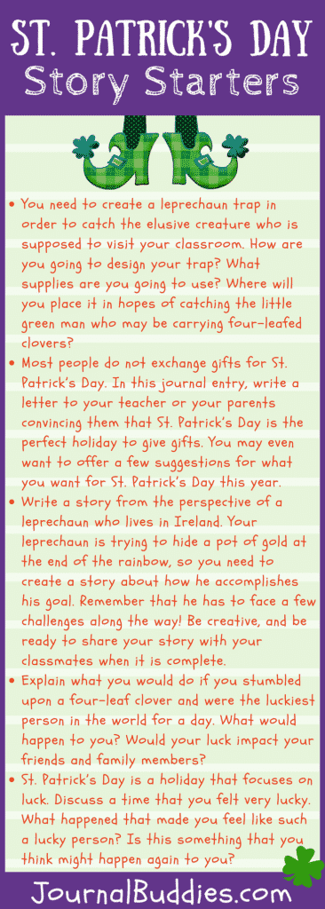 See this and come on over and take a peek and discover some fabulous and fun St Patrick's Day story starters & writing prompts for Kids!