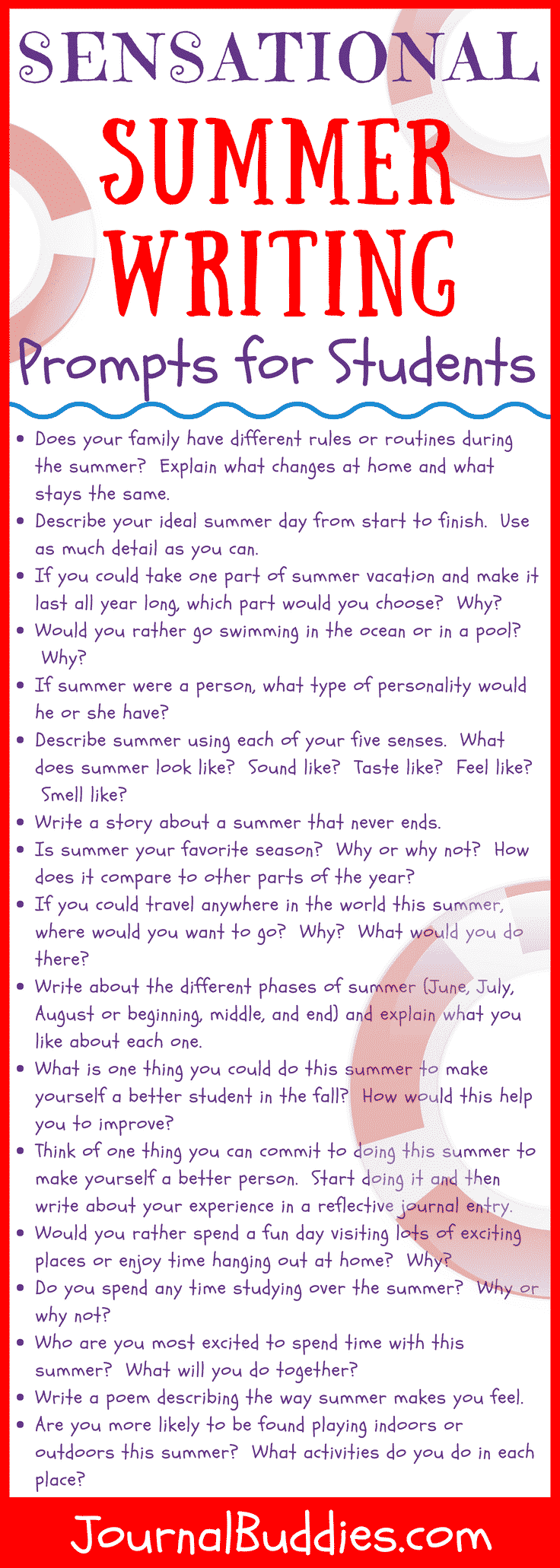 Summer Journal Writing Prompts For Kids