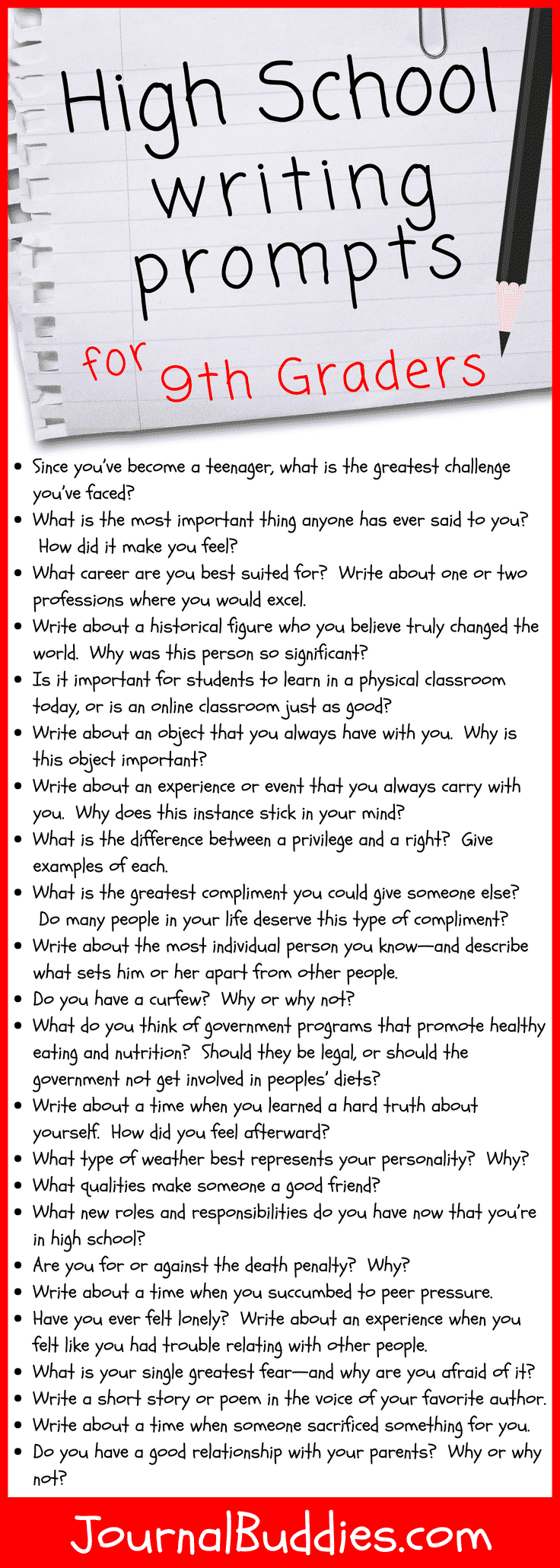 essay writing prompts for 9th grade