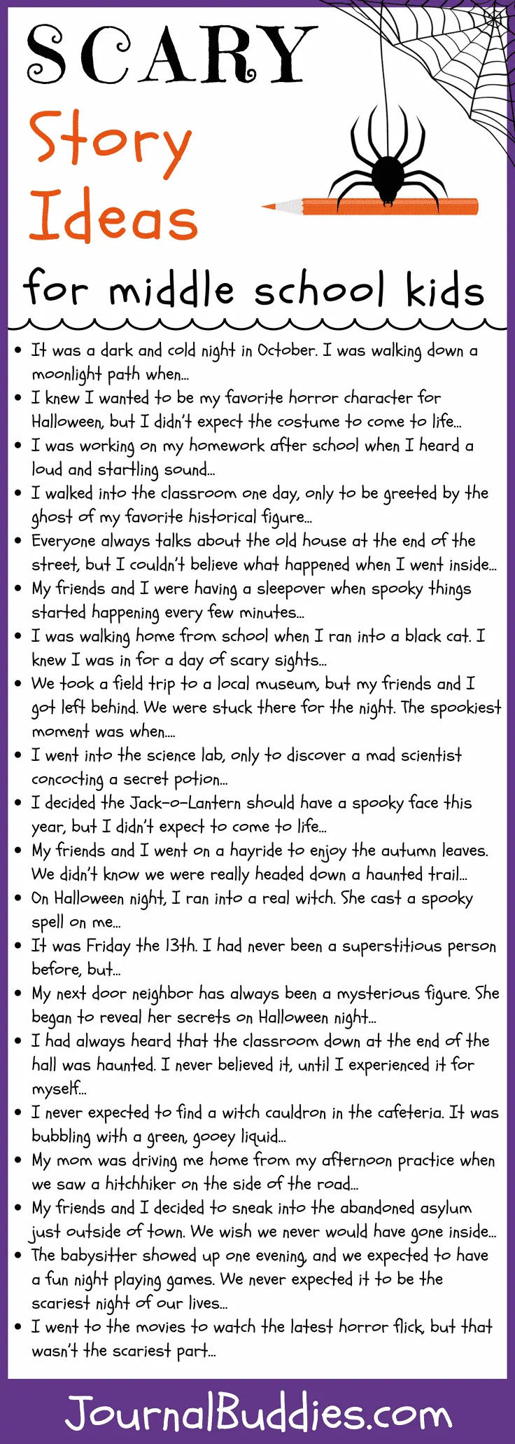 Scary Story Ideas for Middle School • JournalBuddies.com Scary Story Ideas for Middle School • JournalBuddies.com