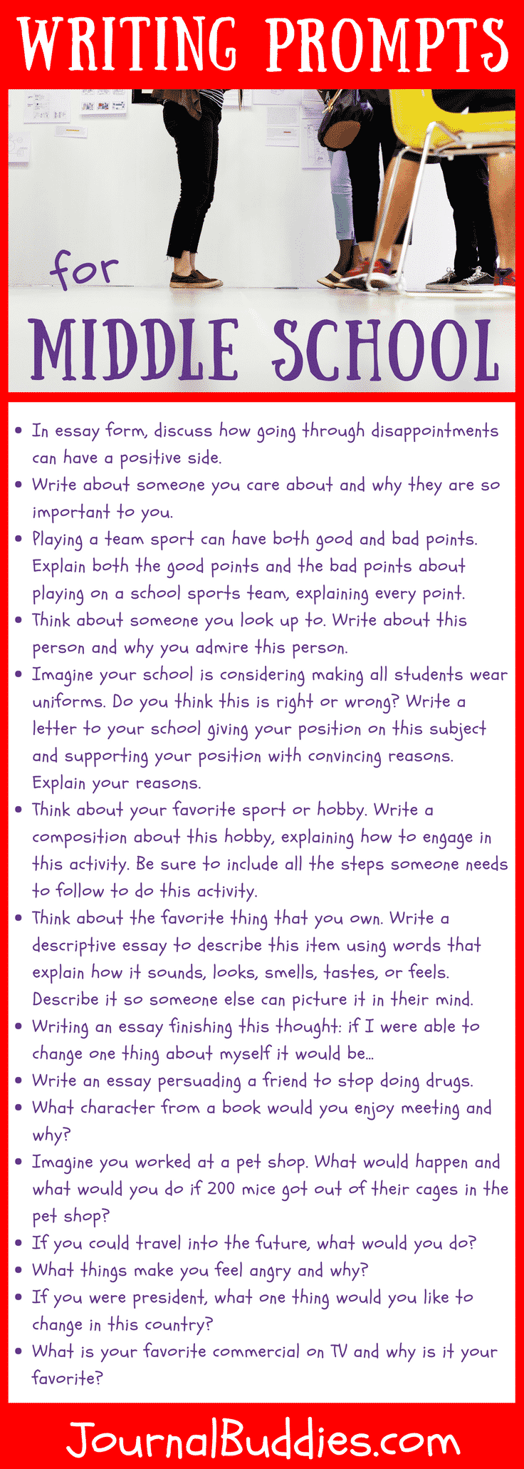 40 Wonderful Middle School Writing Prompts Types Of Writing Assignments 
