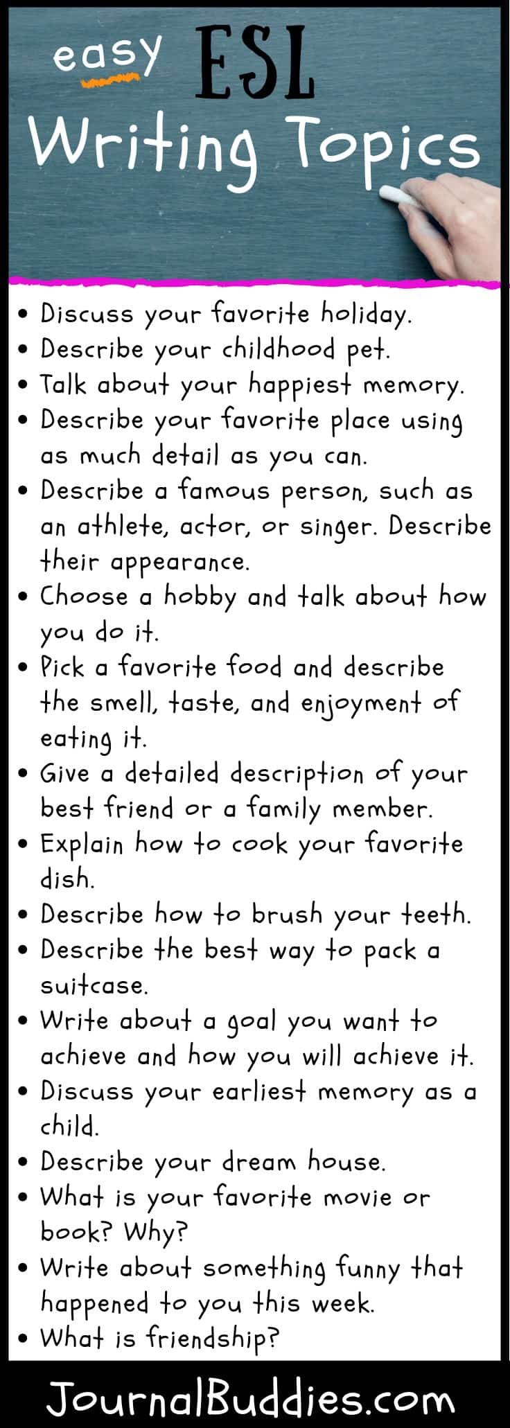 49 Excellent ESL Writing Prompts And Topics JournalBuddies