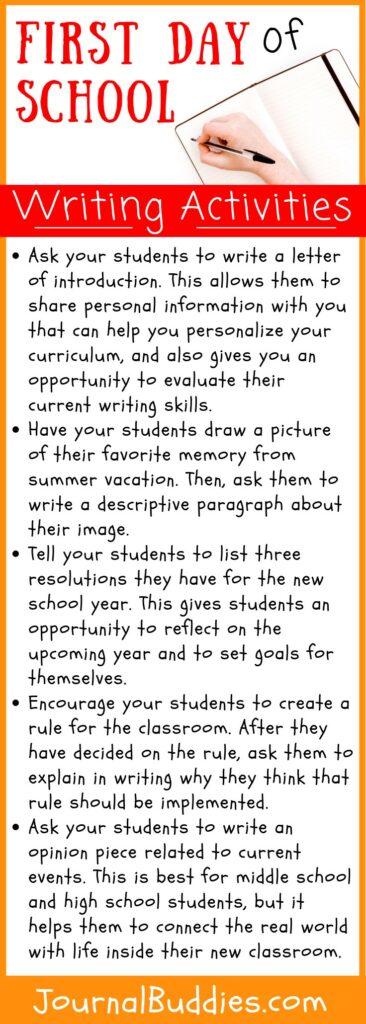 15 Free First Day of School Writing Activities » JournalBuddies.com