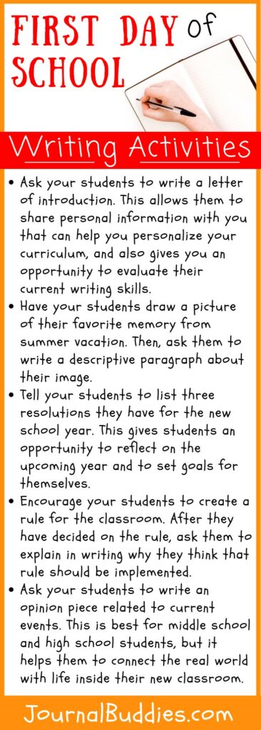 first day of school creative writing ideas