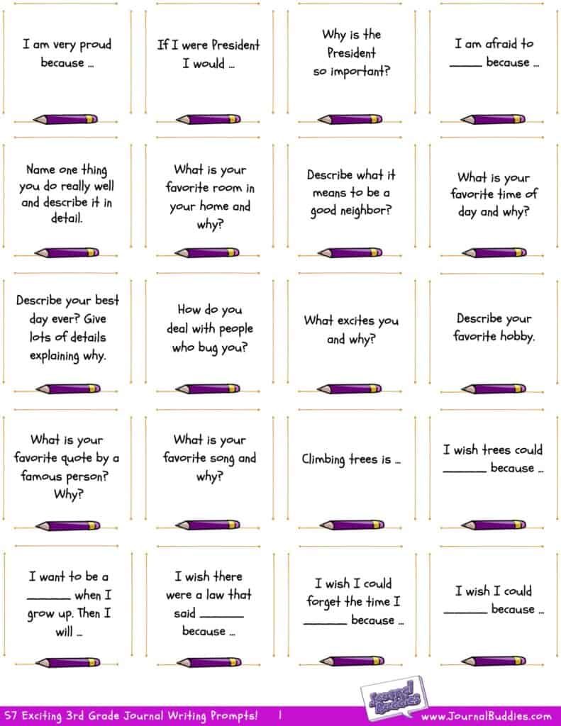 Journal Writing Prompts 3rd Grade