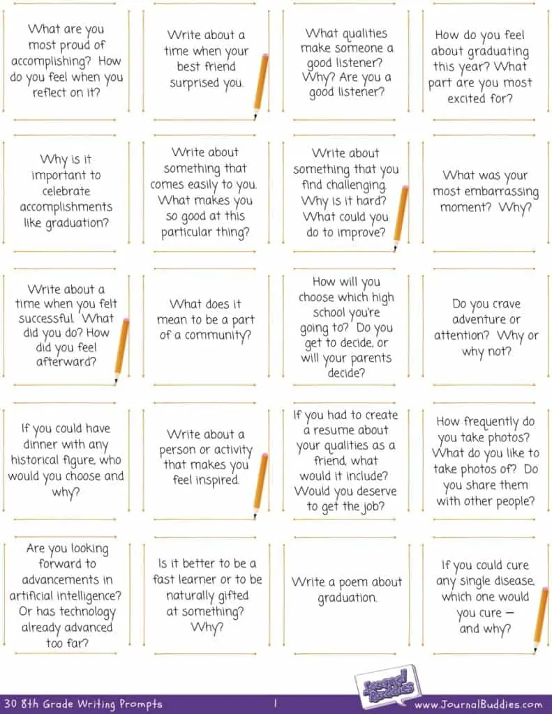 8th grade writing worksheets journalbuddies com