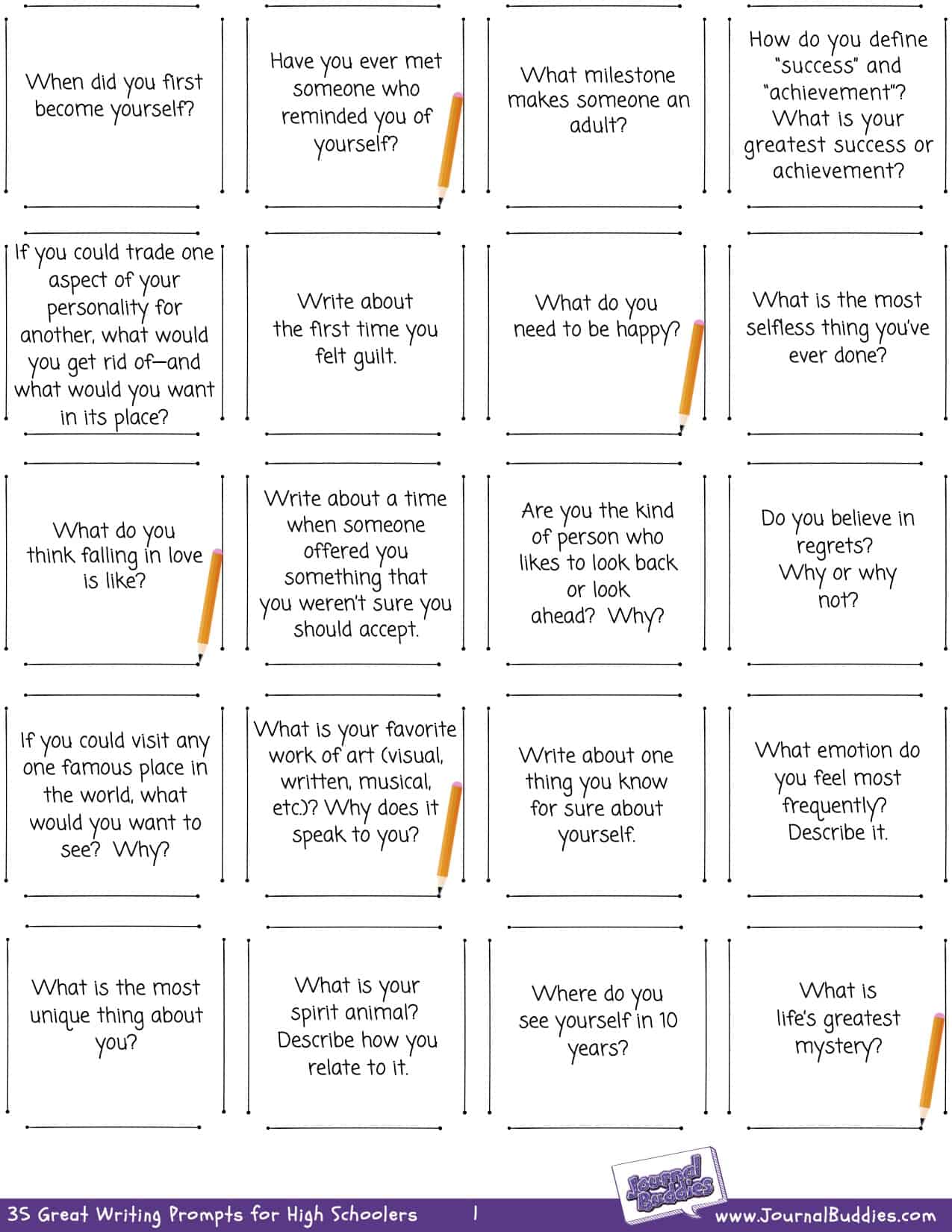 Creative Writing Worksheets High School PDF » JournalBuddies.com