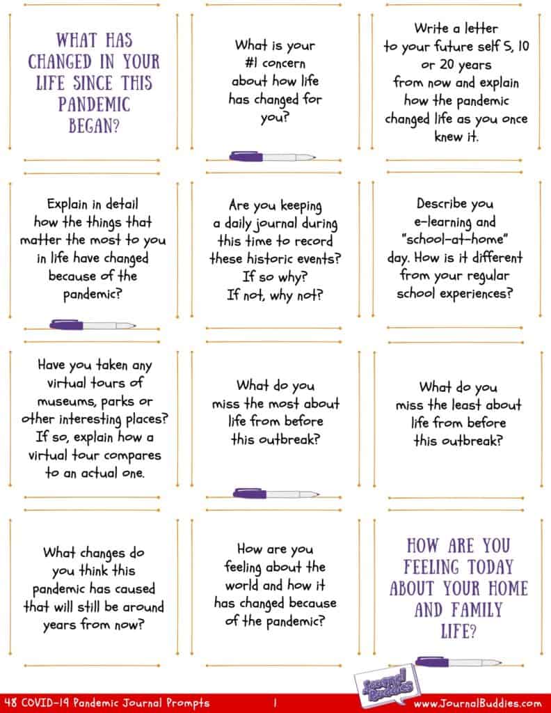 COVID-19 Pandemic Prompts Printable