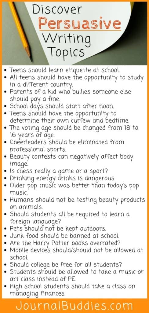 63 Excellent Persuasive Essay Topics » JournalBuddies.com